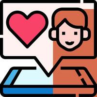 A man and a woman are holding a heart on a tablet vector