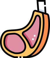 A cartoon of a piece of meat with a knife vector