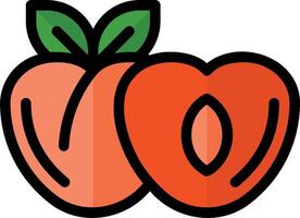 A peach fruit with two halves on a white background vector