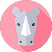 Rhino head icon in flat design with long shadow vector