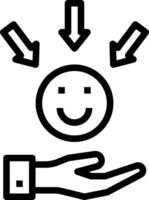 A hand holding a smiley face with arrows pointing to it vector