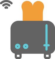A toaster with bread on it is connected to a wifi network vector