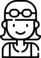 A black and white icon of a woman wearing goggles vector
