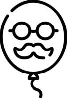 A black and white drawing of a balloon with glasses and a mustache vector