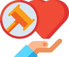 A hand holding a hammer and a heart with a gavel vector