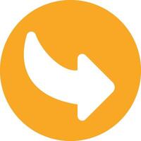 A white arrow pointing to the right in an orange circle vector
