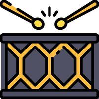 Drum icon with two sticks and a drum vector