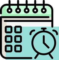 A calendar and an alarm clock are shown on a white background vector