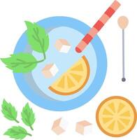 A bowl of lemonade with a lemon slice and a spoon vector