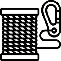 A rope with a hook and a carabine vector