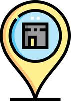 A map pin with a building in the center vector