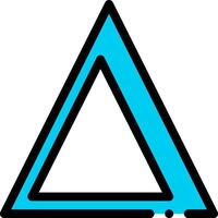 A blue triangle with a black outline vector