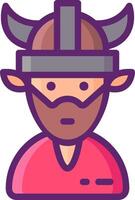 A man in a helmet with horns on his head vector