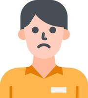 A man with a sad face is shown in an orange shirt vector