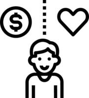 A man is holding a dollar sign and a heart vector