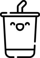 A black and white drawing of a cup with a straw vector