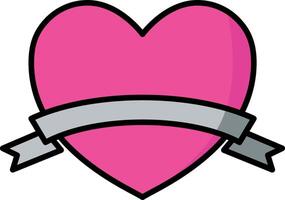 A pink heart with a ribbon around it vector