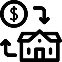 A house with a dollar sign and arrows pointing to it vector