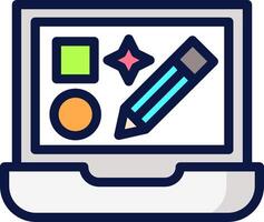 A laptop with a pencil and a computer screen vector