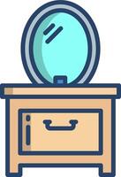 A small table with a mirror on it vector