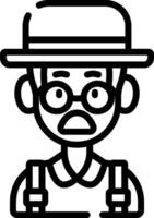 A black and white image of a man wearing a hat and glasses vector