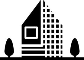A black and white image of a building with trees vector