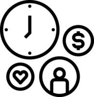 A clock, money, and a heart icon vector