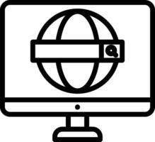 A computer monitor with a globe icon on it vector