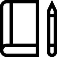A black and white image of a book and pencil vector