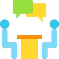 Two people sitting at a table with speech bubbles vector