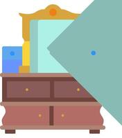 A bedside table with a dresser and a mirror vector