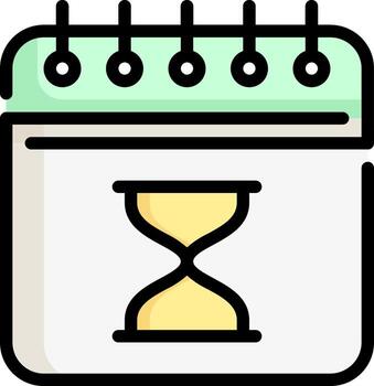 A calendar with a sand timer icon vector