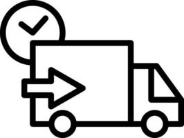 A black and white image of a truck with a clock on it vector
