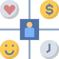 A person is surrounded by different icons vector