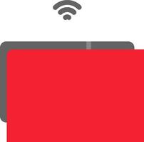 A red tablet with a wifi symbol on it vector