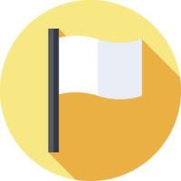 A white flag with a long shadow on a yellow background vector