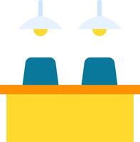 Two chairs are sitting on a table with two lamps vector