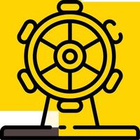 A yellow and black icon of a wheel vector