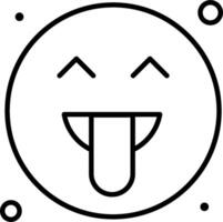 A black and white smiley face with a tongue vector