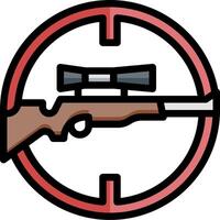 A rifle and scope in a circle with a red cross vector