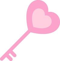 A pink heart shaped key with a keyhole vector