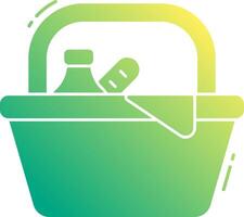 A basket with a bottle of water and a bottle of pills vector