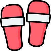 A pair of red flip flops with white bands vector