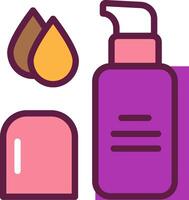 A bottle of lotion, a spoon and a drop of oil vector