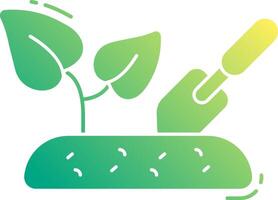 A green and yellow plant with a shovel and a fork vector