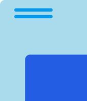A blue and white icon with a blue square vector