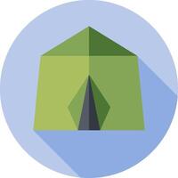 A flat icon of a tent with a long shadow vector