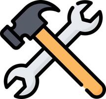 A hammer and wrenches icon on a white background vector