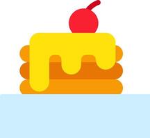 A stack of pancakes with a cherry on top vector