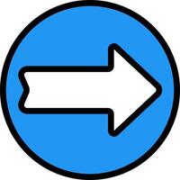 A blue and white arrow pointing in the direction of the right vector